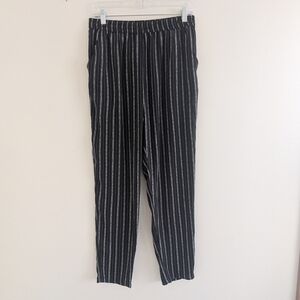 BCBGMaxAzria Black Pinstripe Elastic-Waist Chinos